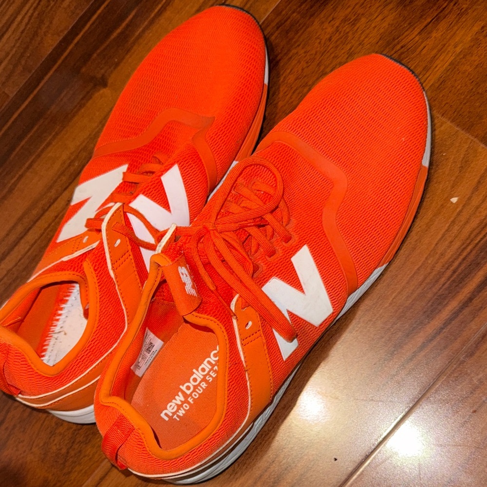 New Balance Orange Mesh Athletic Sneakers with White 'N' Logo